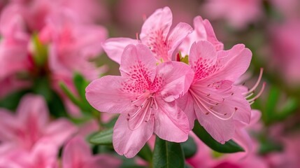 Detailed view of a pink azalea flower