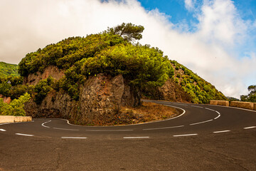 Curve on the route to the Teide volcano. Tenerife Canary Islands Spain