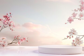 Ściana z flakonem kwiatów. Mockup - tło do prezentacji produktów. Beautiful simple AI generated image in 4K, unique.