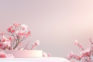 Ściana z flakonem kwiatów. Mockup - tło do prezentacji produktów. Beautiful simple AI generated image in 4K, unique.