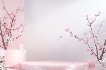 Ściana z flakonem kwiat&oacute;w. Mockup - tło do prezentacji produkt&oacute;w. Beautiful simple AI generated image in 4K, unique.