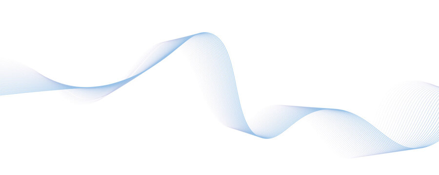 Dynamic sound wave isolated on white background. Musical particle pulsing. Blue energy flow concept. 3D rendering