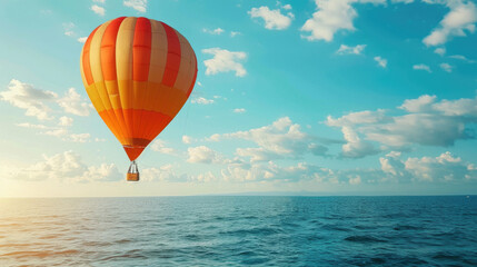 Fototapeta premium Colorful hot air balloons flying over the sea