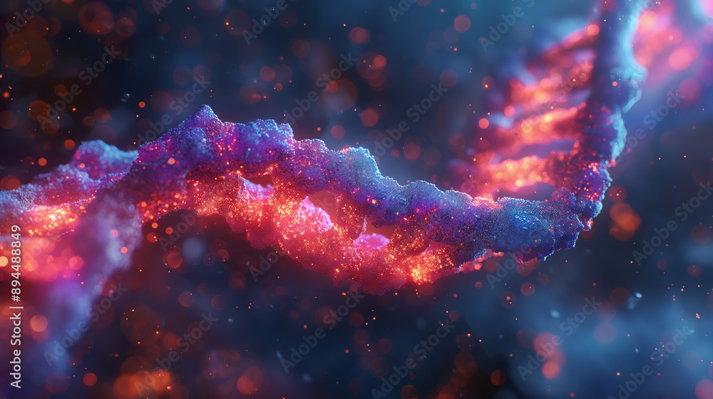 Poster cutting-edge dna structure and chromosome molecule visualization for research and checkup in gene bi