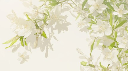 Fototapeta premium White Flowers and Shadows on a Light Background