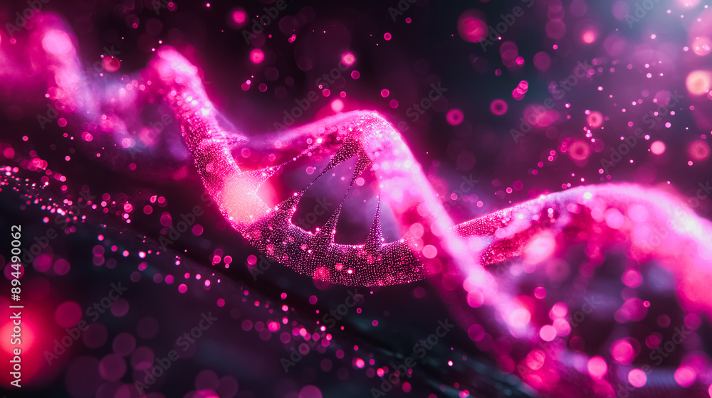 Poster abstract background with a prominent dna structure, emphasizing genetic science and advancements in 