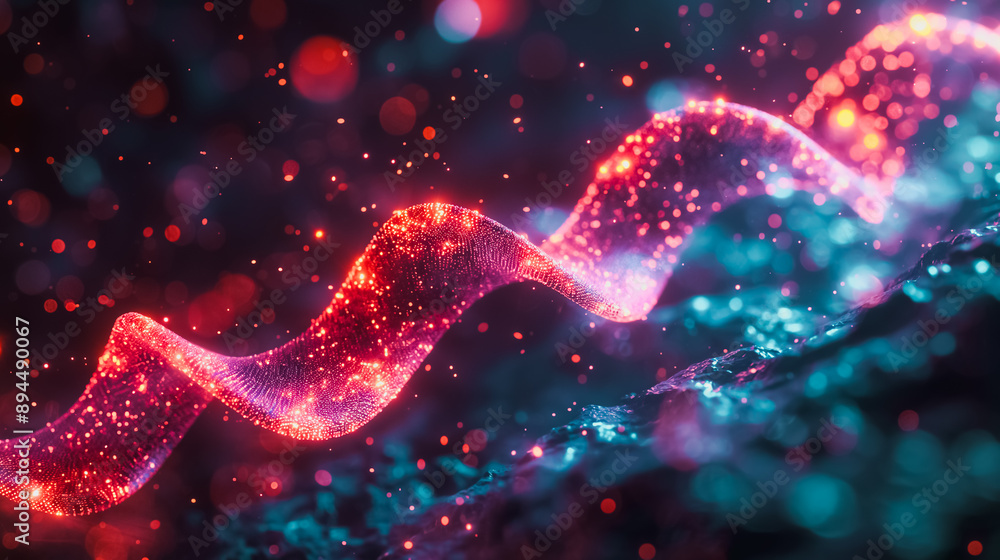 Poster abstract background with a prominent dna structure, emphasizing genetic science and advancements in 
