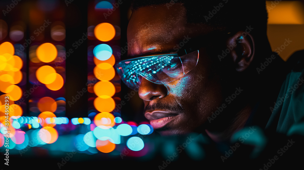 Poster technician in a lab extracting dna samples for forensic purposes, highlighting the role of biotechno