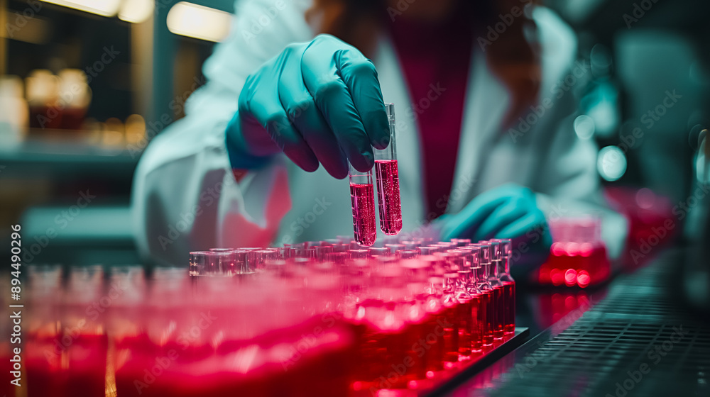 Poster technician in a lab extracting dna samples for forensic purposes, highlighting the role of biotechno