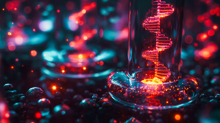 Research background featuring medical DNA lab science and biotechnology concepts, showcasing advanced scientific techniques.