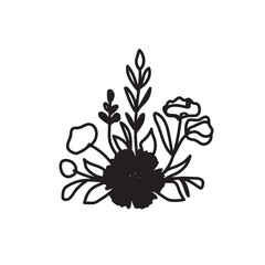 Silhouettes Flower icon , Abstract botanical wildflower icon. vector botany floral design.	
