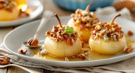Baked Pears With Pecans and Honey