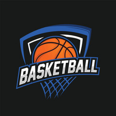 Basketball club logo, emblem, designs with ball. Sport badge vector illustration