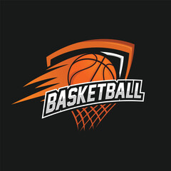 Basketball logo with swoosh design