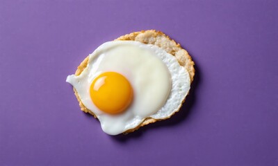 Single fried egg on a purple background
