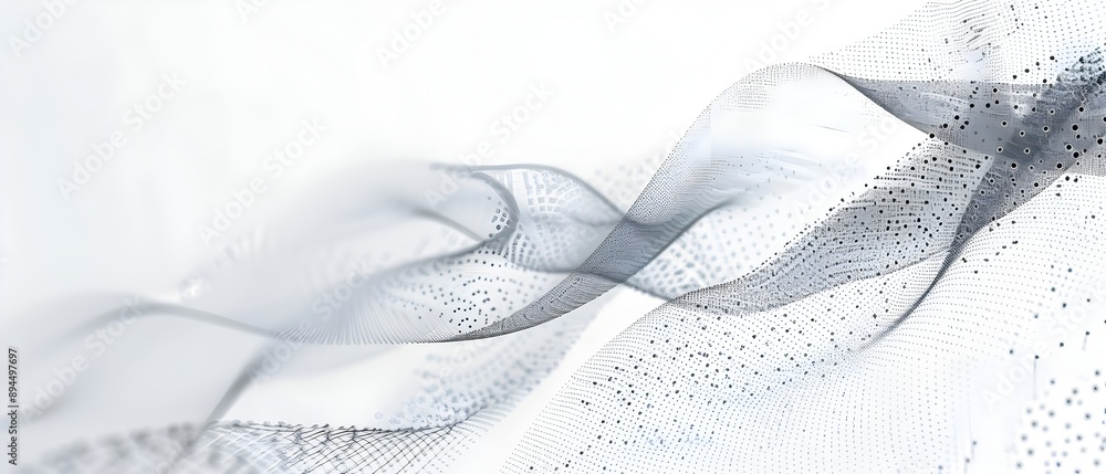 Poster abstract wave dots background vector, technology and science theme design with moving lines of dots 