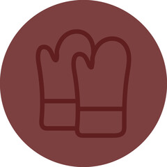 Kitchen Gloves Vector Line Maroon Circle Maroon