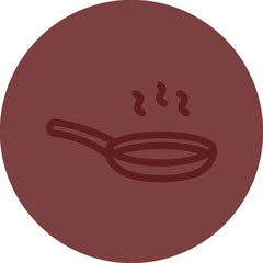 Frying Pan Vector Line Maroon Circle Maroon