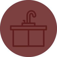 Sink Vector Line Maroon Circle Maroon