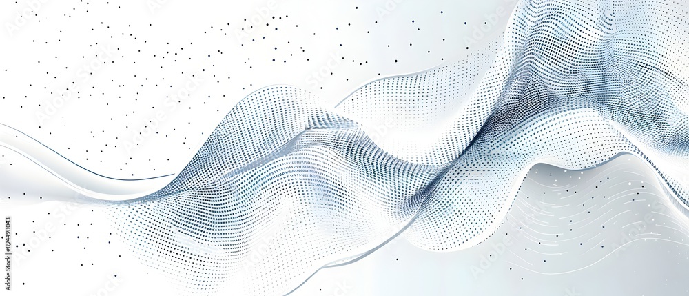 Poster abstract wave dots background vector, technology and science theme design with moving lines of dots 