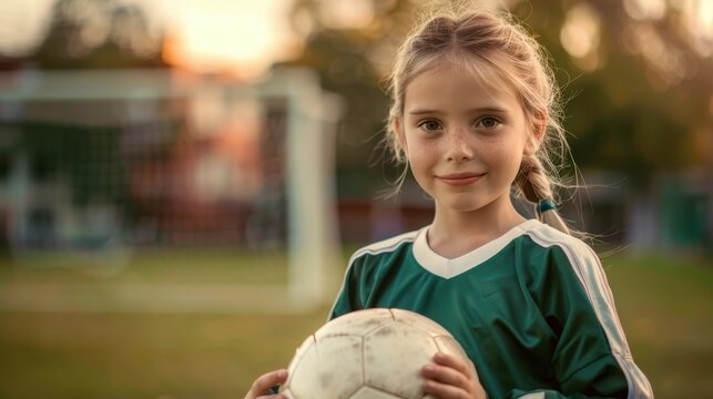The girl with soccer ball