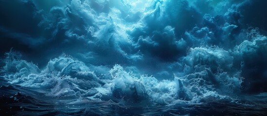 Fototapeta premium Turbulent Ocean Waves Under a Dark Sky