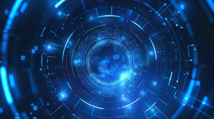 Obraz premium Circle blue abstract technology innovation concept. The vector background features a dynamic and modern design with circular shapes in varying shades of blue, symbolizing technological advancement