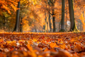 Minimalistic Fall scene in cream color shades. Autumn background with shadow of maple tree leaves on a wall