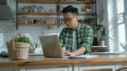 The man working in kitchen