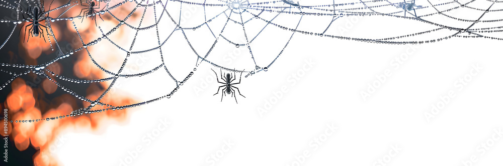 Wall mural spider web cobweb halloween spooky background frame vector
