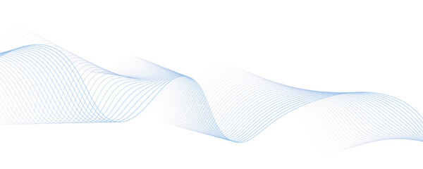 Dynamic sound wave isolated on white background. Musical particle pulsing. Blue energy flow concept. 3D rendering