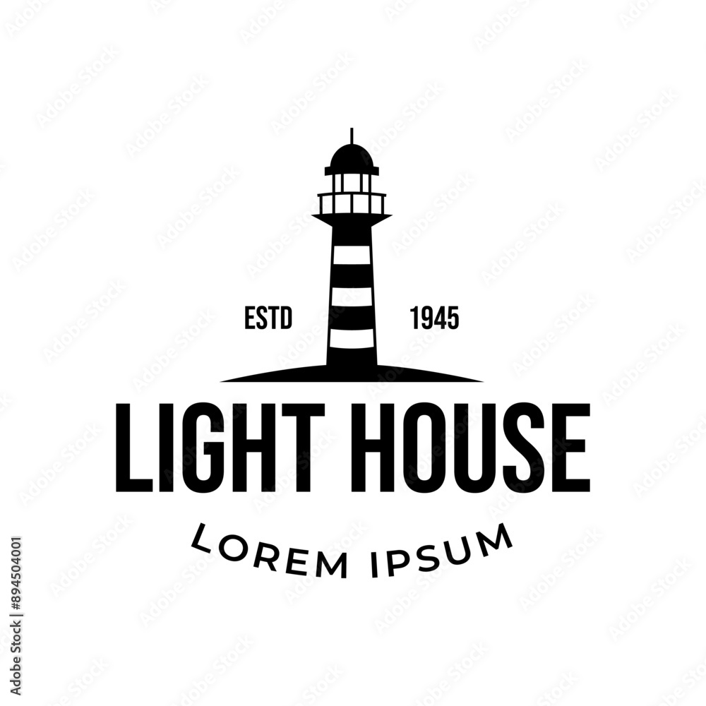 Poster lighthouse design element in vintage style for logo or badge retro vector illustration. vector illus