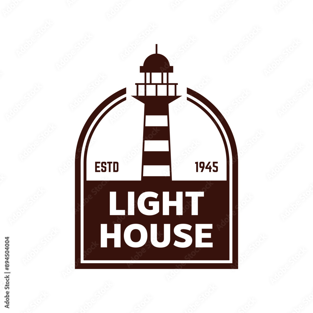 Poster lighthouse design element in vintage style for logo or badge retro vector illustration. vector illus