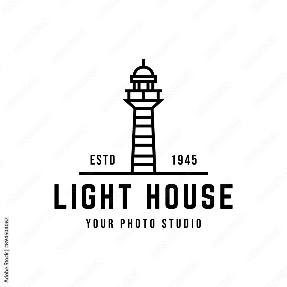 Poster lighthouse design element in vintage style for logo or badge retro vector illustration. vector illus