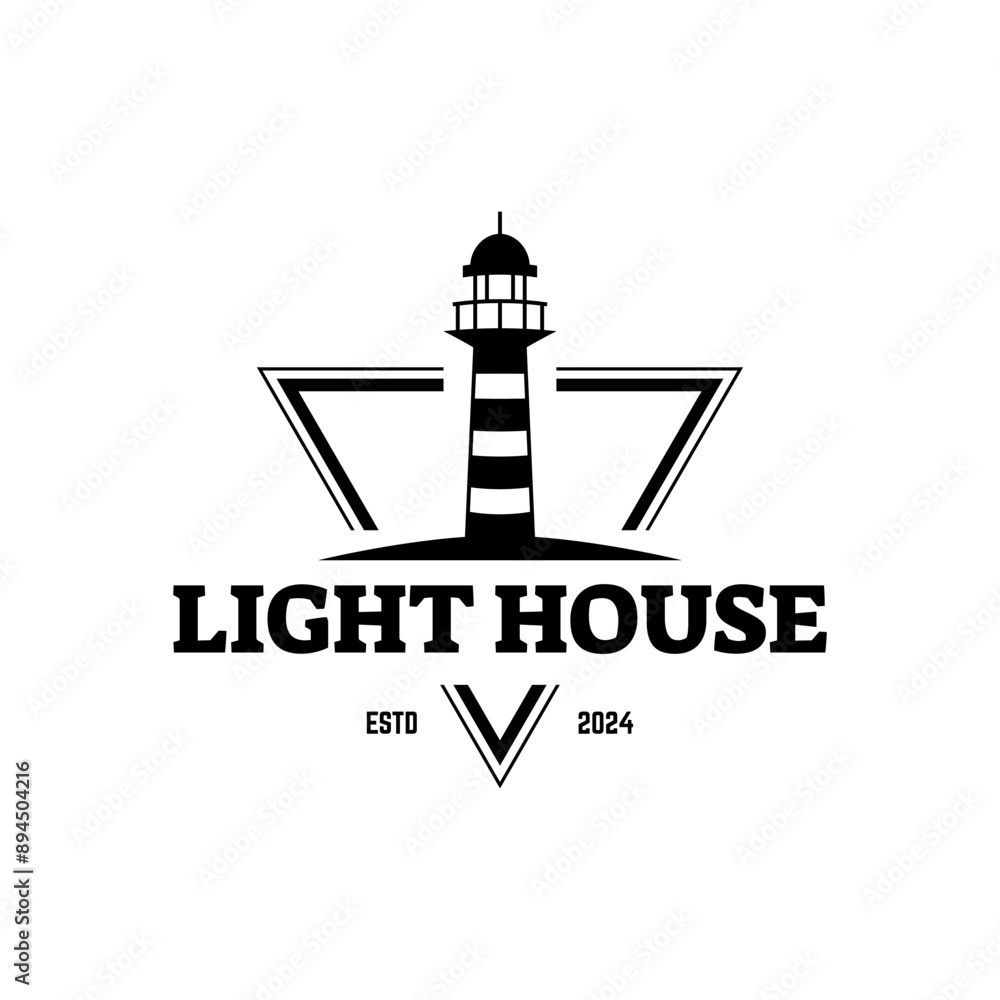 Poster lighthouse design element in vintage style for logo or badge retro vector illustration. vector illus