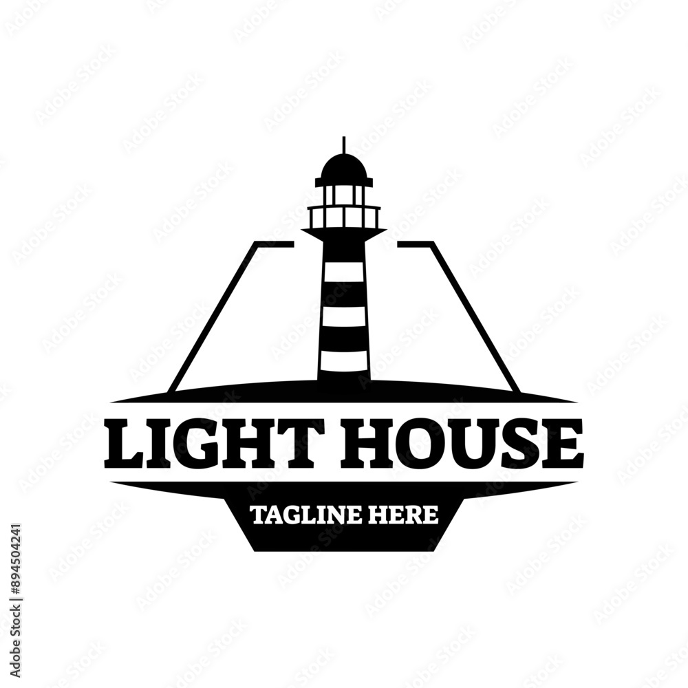 Poster lighthouse design element in vintage style for logo or badge retro vector illustration. vector illus