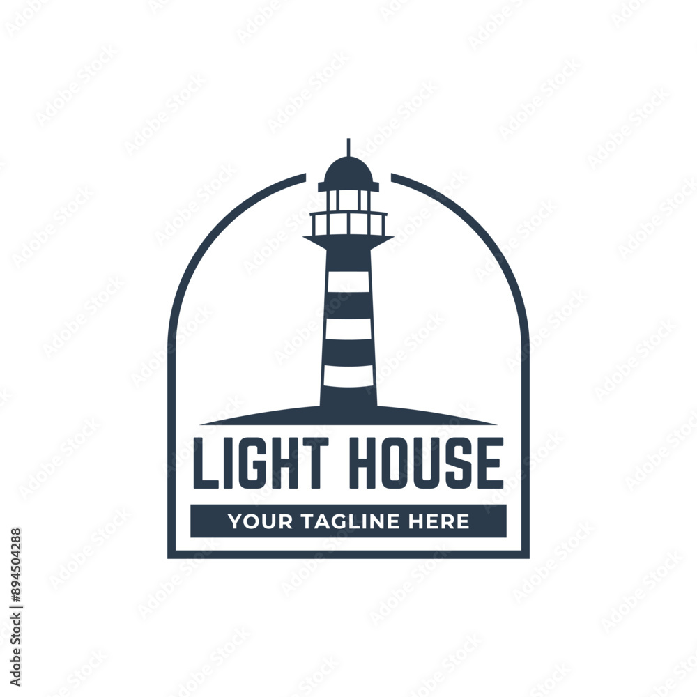 Poster lighthouse design element in vintage style for logo or badge retro vector illustration. vector illus