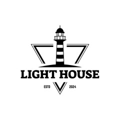 Lighthouse Design Element in Vintage Style for Logo or Badge Retro vector illustration. Vector illustration.