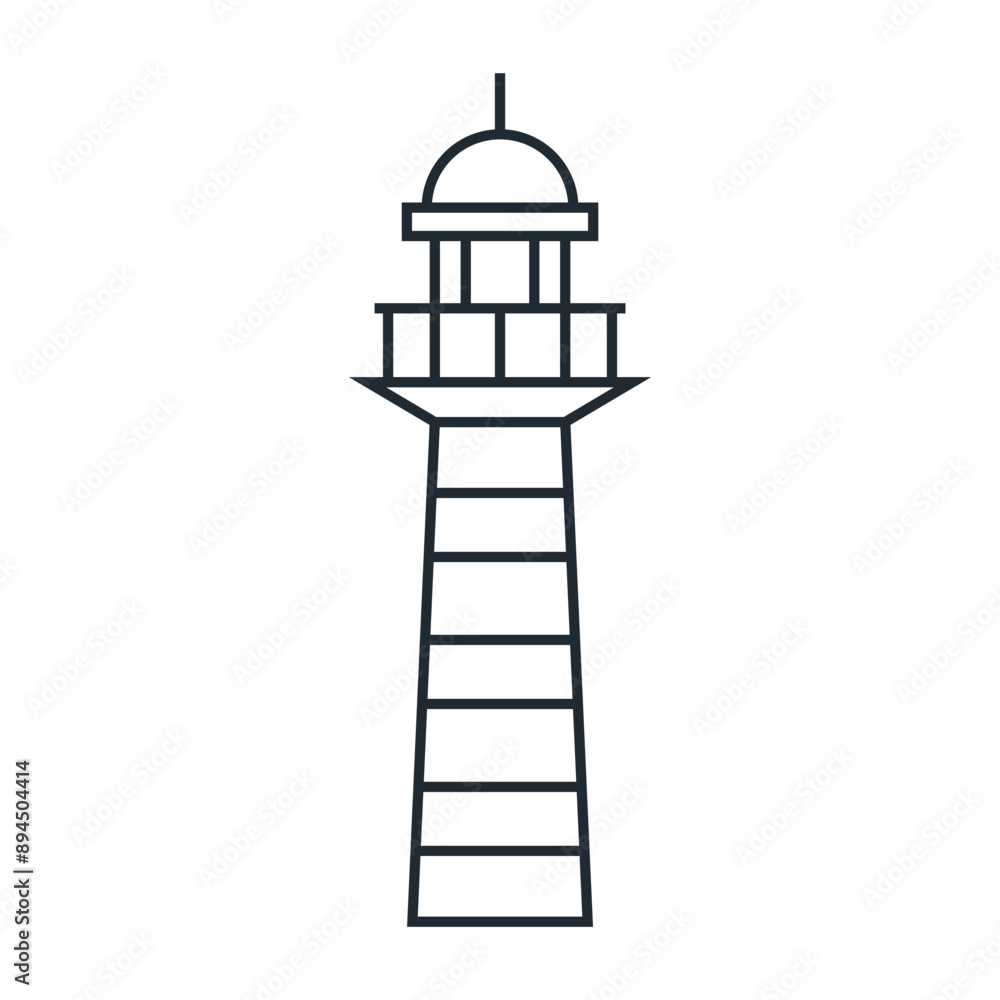 Poster lighthouse icon design element in line or linear style vector illustration.