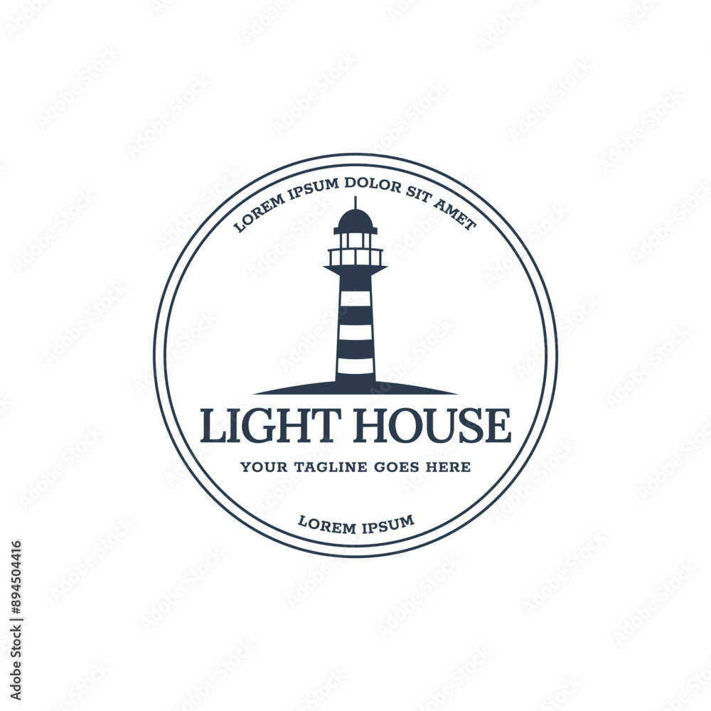 Poster lighthouse design element in vintage style for logo or badge retro vector illustration. vector illus