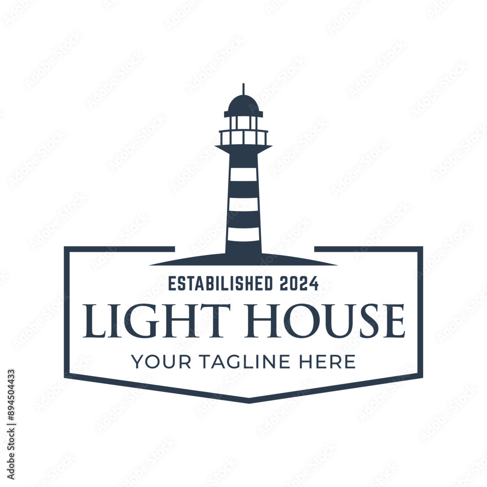 Poster lighthouse design element in vintage style for logo or badge retro vector illustration. vector illus