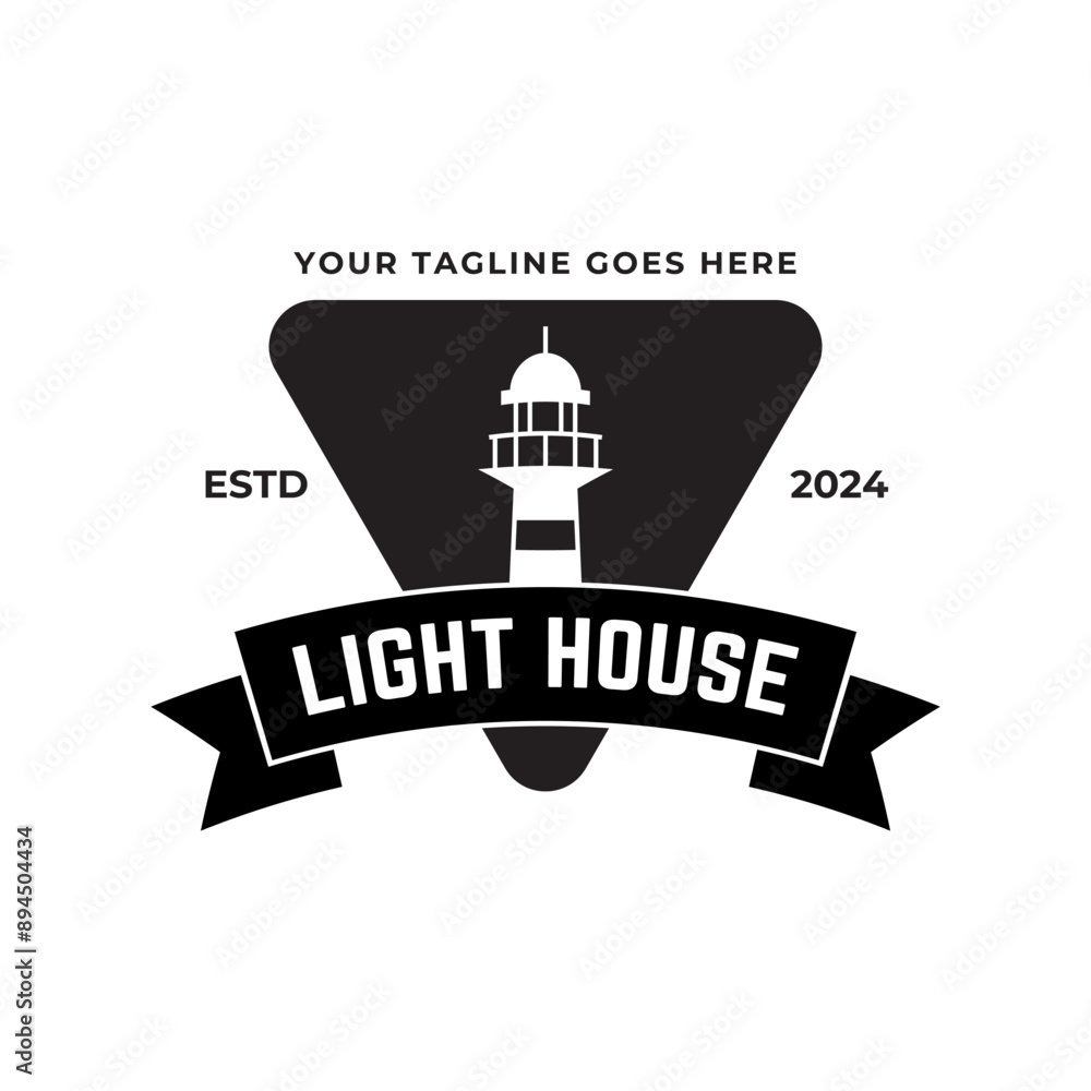 Poster lighthouse design element in vintage style for logo or badge retro vector illustration. vector illus