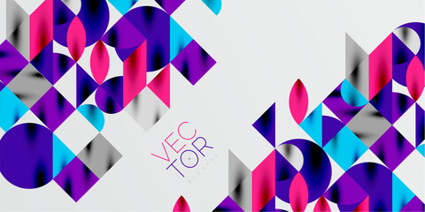 Obraz premium Triangles, round triangles and circles techno art. Vector Illustration For Wallpaper, Banner, Background, Card, Book Illustration, landing page