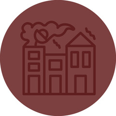 City Pollution Vector Line Maroon Circle Maroon