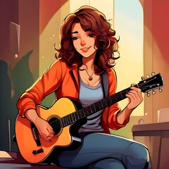 Obraz premium Young girl singing