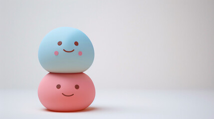 Colorful 3D Dango Cartoon Trio Stacked on White Background - Playful Characters for Design Projects