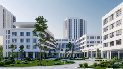 Fototapeta premium Smart futuristic medical hubs, Visionary healthcare city with integrated infrastructure, 