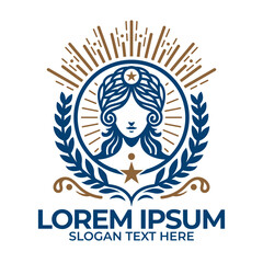 Woman logo illustration, beautiful ladies logo emblem badge with sophisticated style, classic emblem