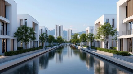 Fototapeta premium Eco-friendly and Sustainable Technology, Visionary City with integrated AI infrastructure, Modern Wastewater treatment industry