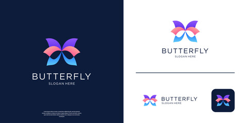 Elegant butterfly logo icon vector. Abstract beauty logo design template.